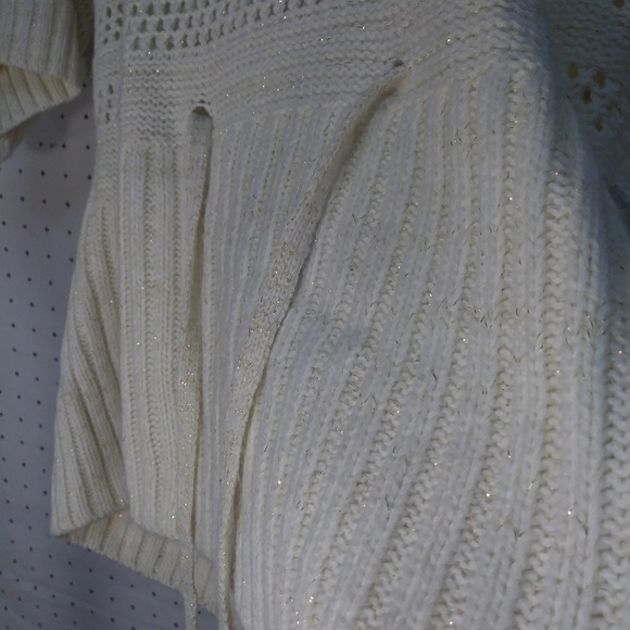 White/Gold Flakes Cowl Neck Sweater sz S - Picture 6 of 7